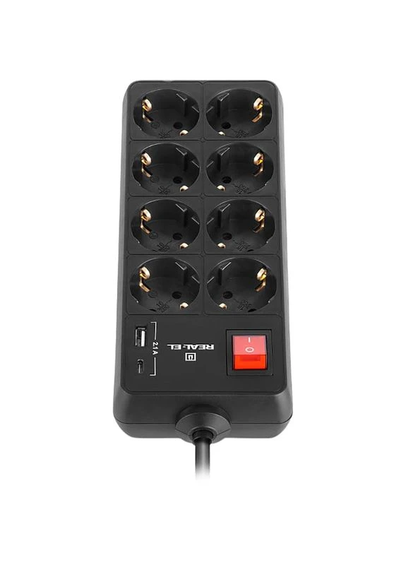 Фільтр мережі RS-Protect 805 8 розеток 3м 16А Black (EL122300043) Real-El (379426628)