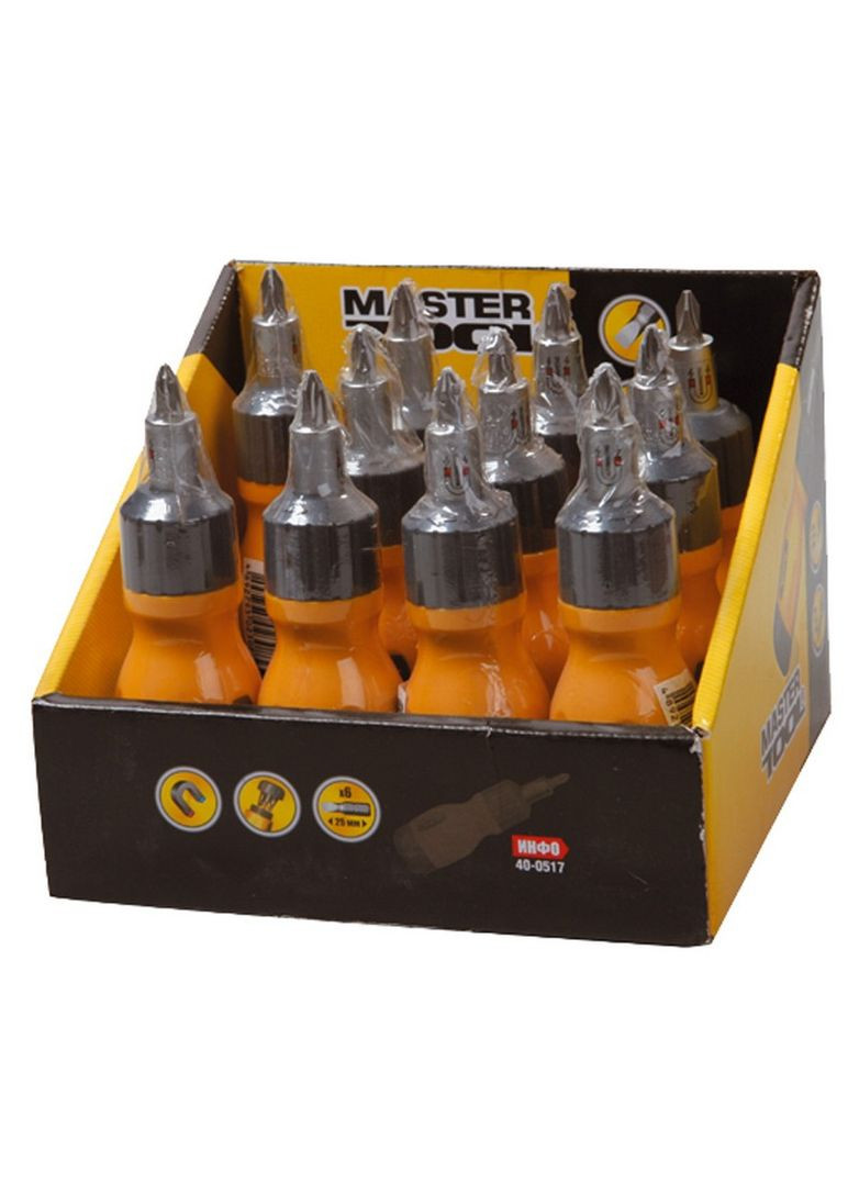 Отвертка с реверсом 6-В-1 PH1-2-3/SL4-5-6 25 мм 40-0517 Mastertool (364965095)