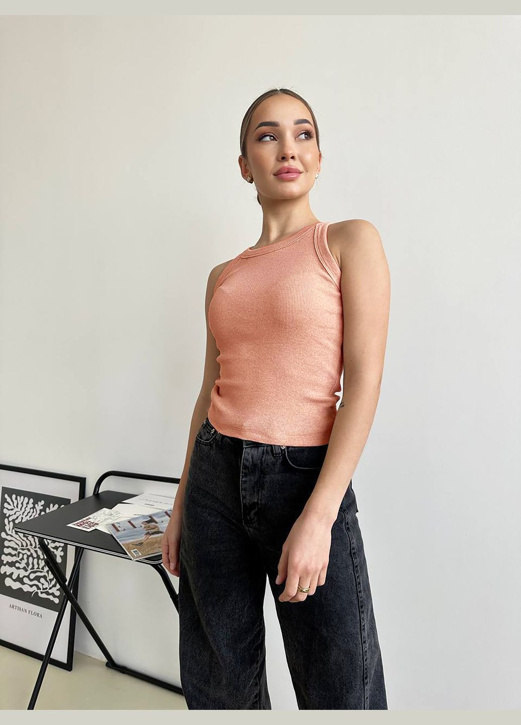 Базовая женская майка в рубчик InFashion — 338629647