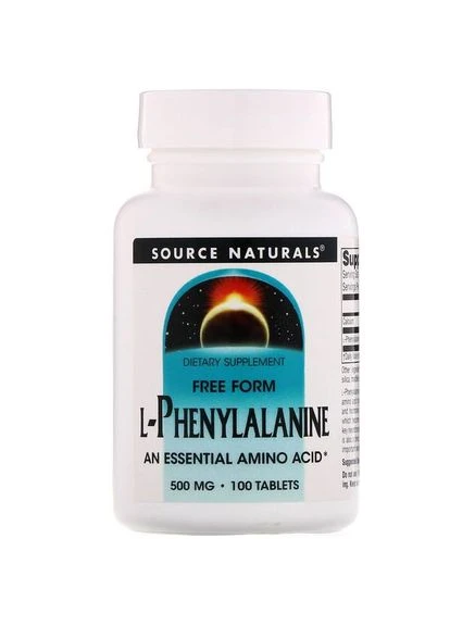 Фенилаланин, L-Phenylalanine, 500 мг, 100 таблеток Source Naturals (329200173)