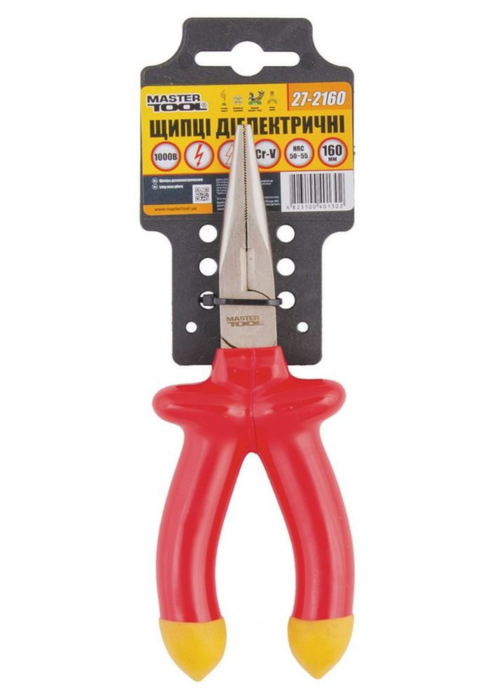 Щипцы прямые диэлектрические 160 мм CrV6150/HRC 50~55 27-2160 Mastertool (364964639)