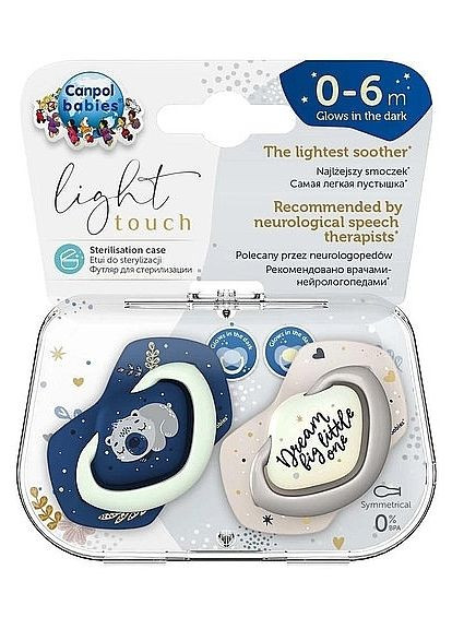 Пустышка силиконовая симметричная "Sleepy Koala" 0-6 месяцев, 2 шт., синяя 2шт (1319956-31162752) Canpol Babies (365800445)