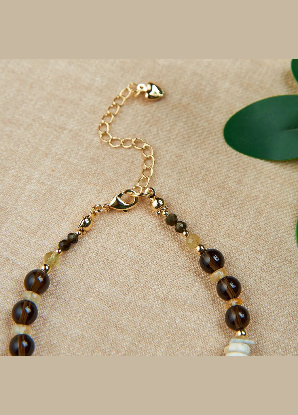 Браслет натуральный Цитрин, Адуляр, Раухтопаз, Обсидиан, фур-ра гип-ный сплав цвет золото d-7-3мм+- L-18-23см No Brand Браслет (323654069)