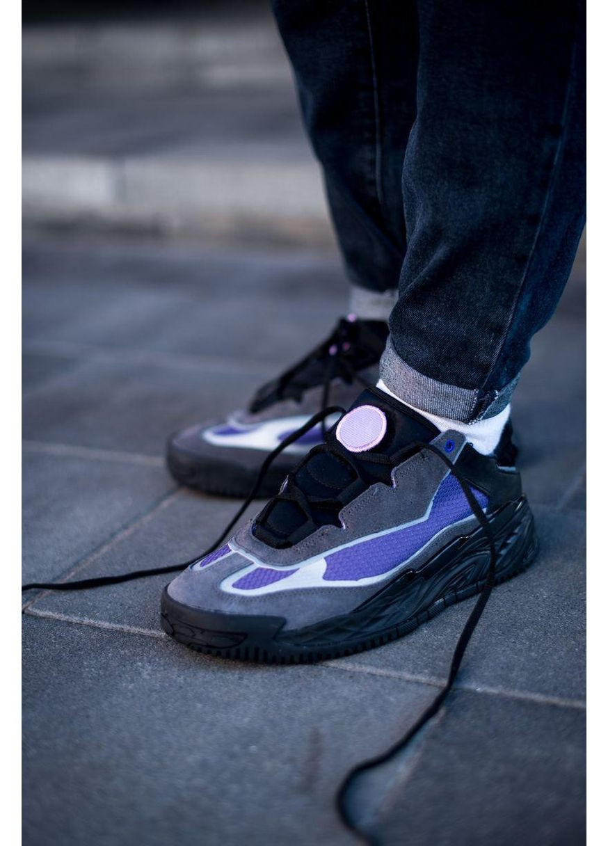 Черные демисезонные кроссовки мужские adidas niteball black violet адидас найтбол No Brand