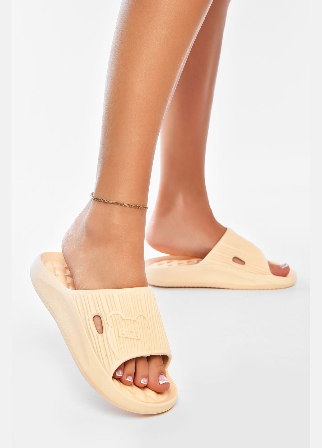 Персиковые шлепанцы пена женские персикового цвета Let's Shop