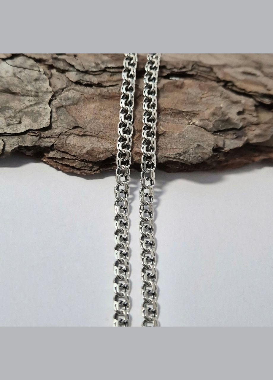 Срібний чорнений ланцюжок ланцюг Бісмарк Плоский см 9.43г срібло 925 проби Чорнений л11 No Brand (315438399)