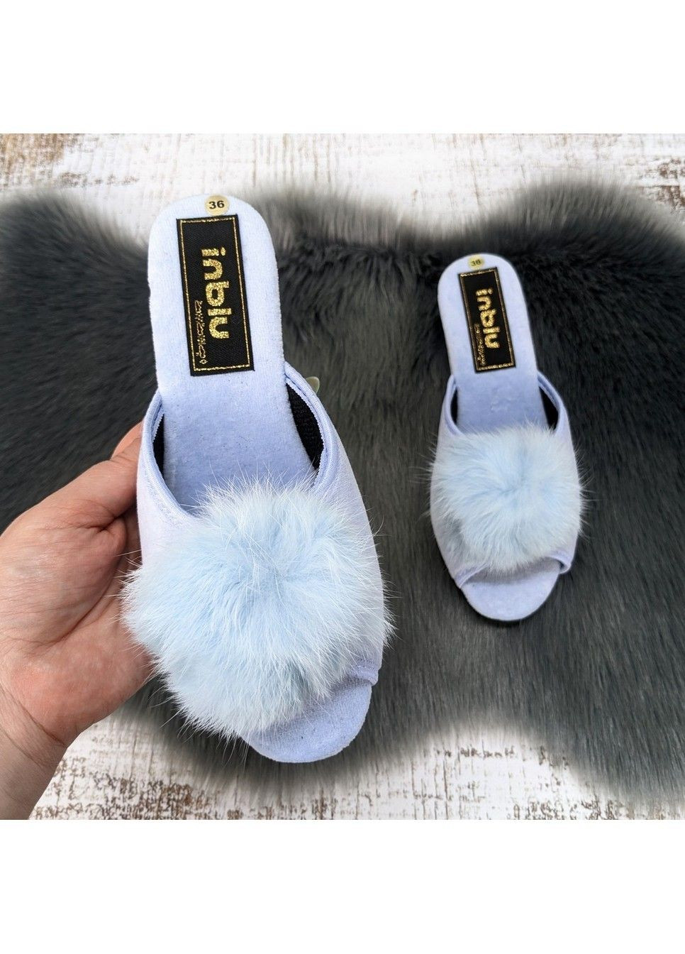 Светло-голубые тапочки домашние Inblu
