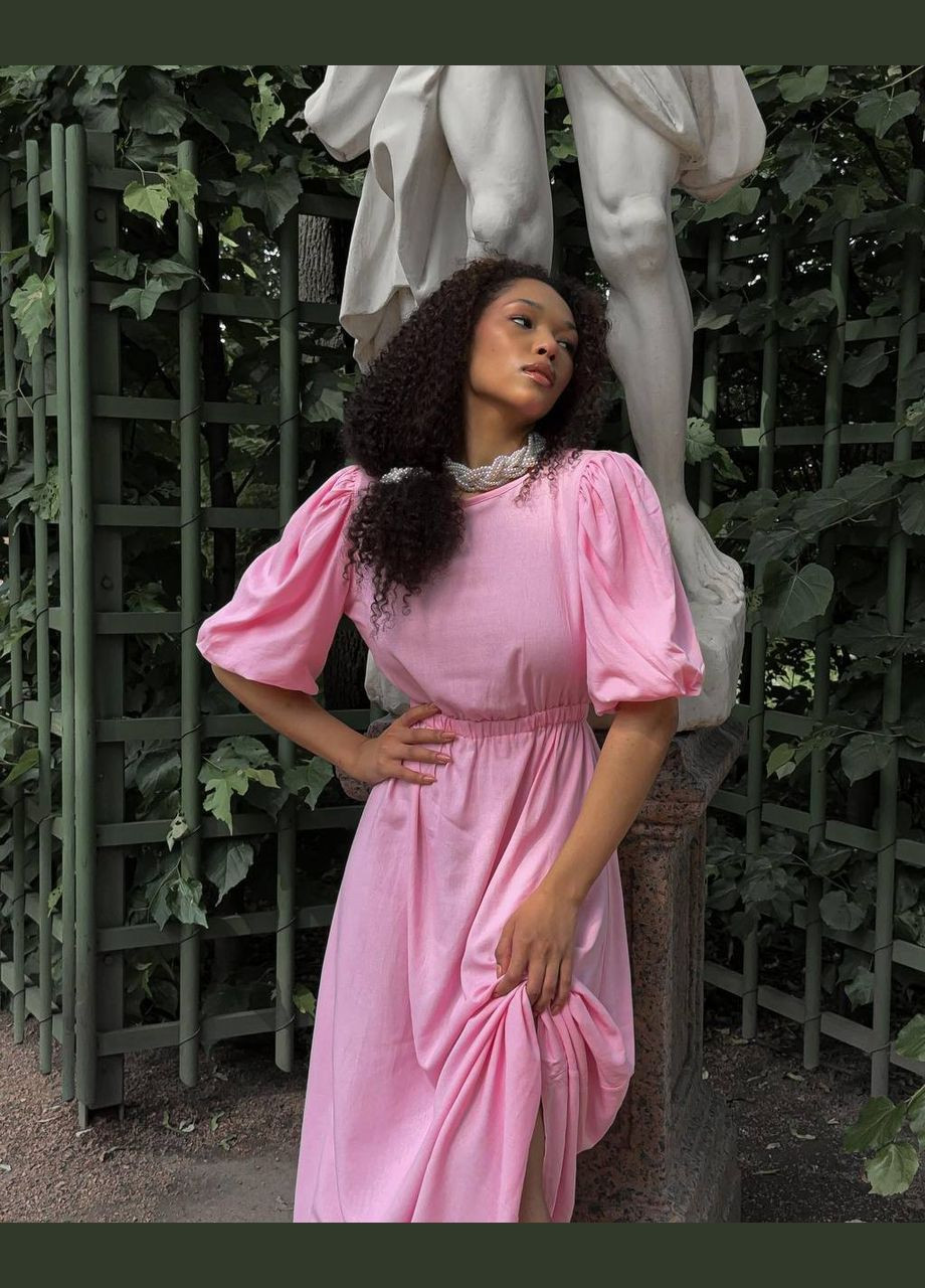 Рожева повсякденний, кежуал, коктейльна, вечірня сукня жіноча з відкритою спиною Україна однотонна