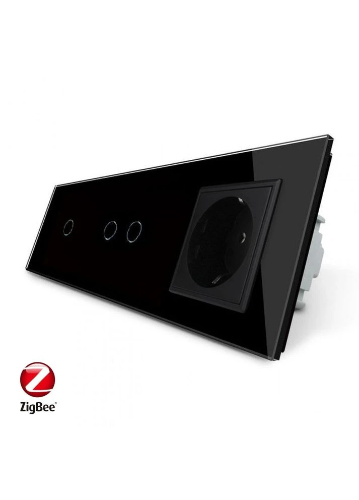 Розумний сенсорний ZigBee вимикач 3 сенсора (1-2) 1 розетка скло (VL-C701Z/C702Z/C7C1EU-12) Livolo (375457564)