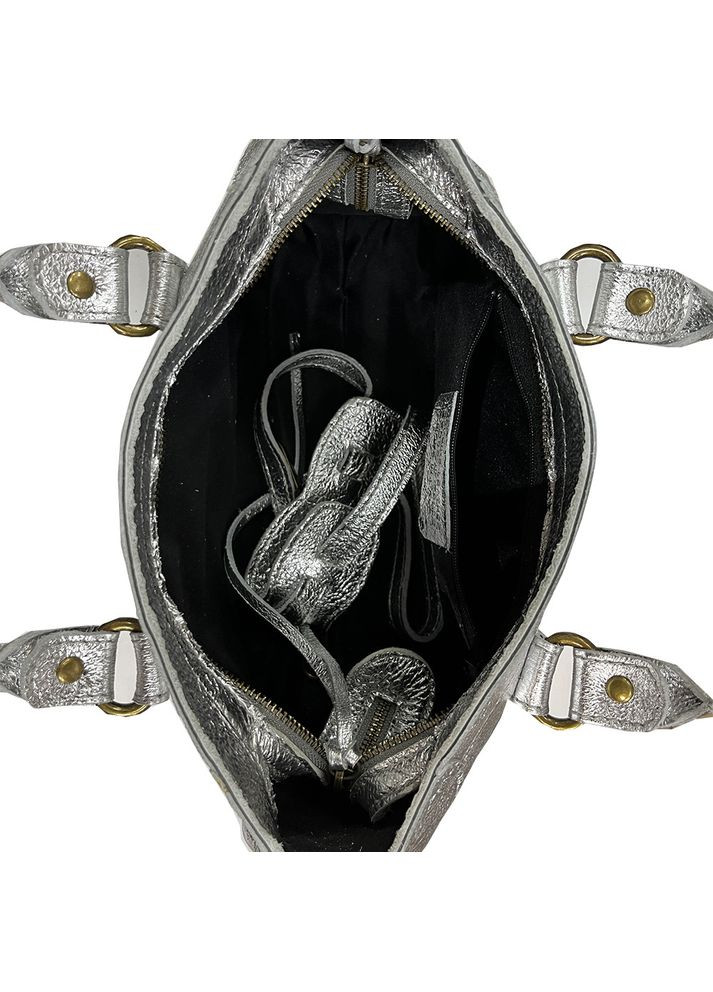 Сумка жіноча шкіряна срібляста (Д/Ш/В) 30/8/17 (см) Felicita (338255867)