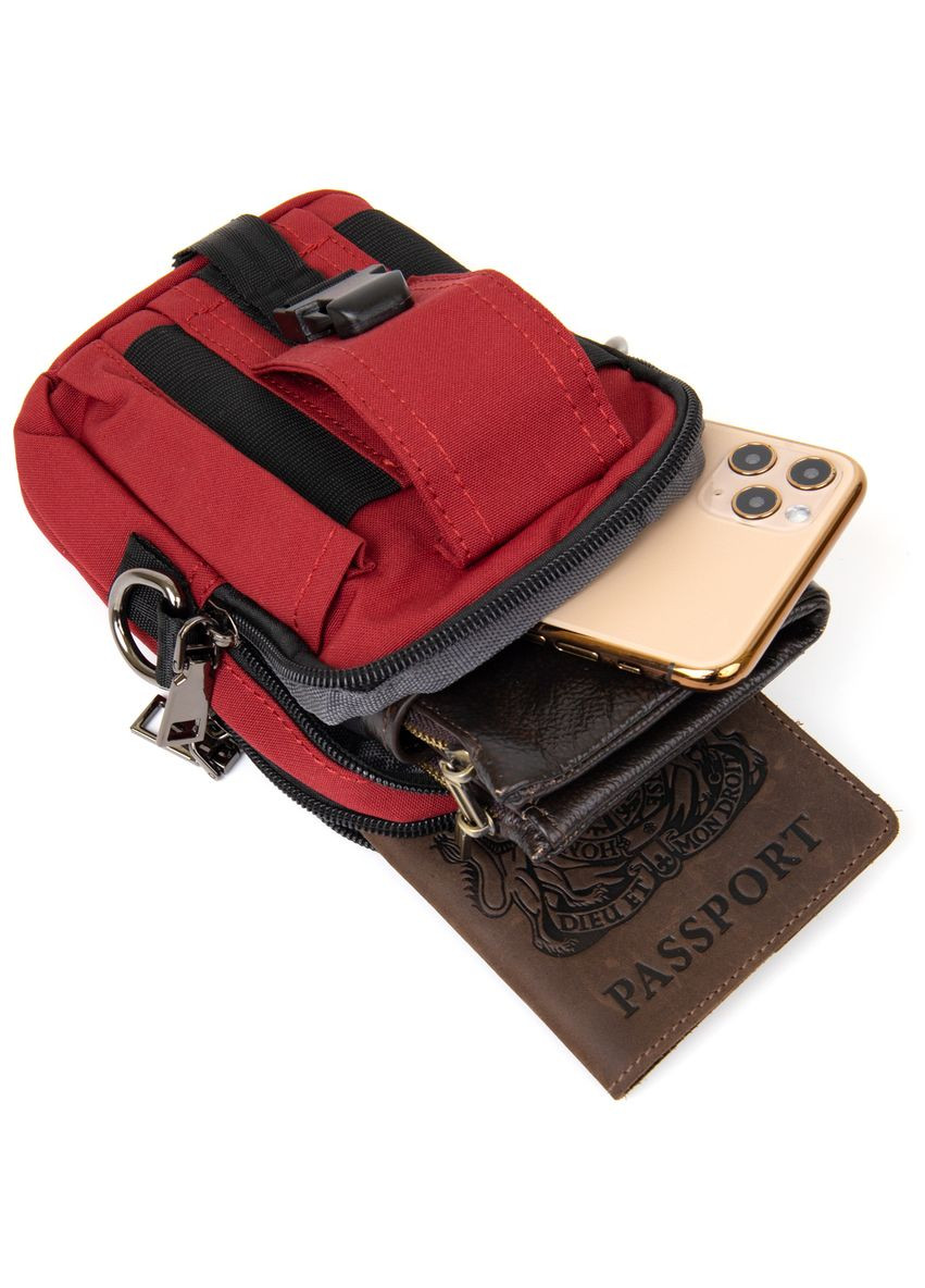 Сумка через плечо женская на пояс нейлон 20647 Красная Vintage (302009196)