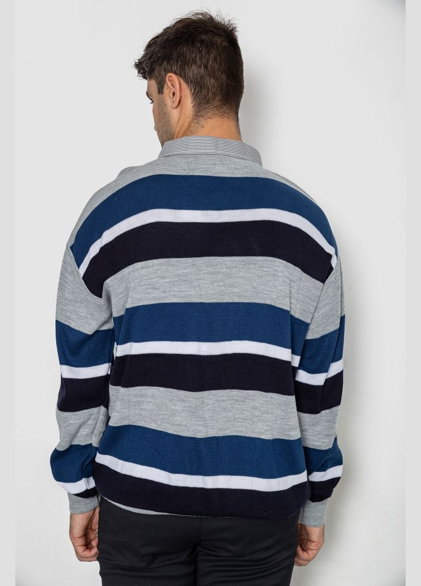 Сіро-синій демісезонний светр-обманка чоловічий,, 161r901-2 Ager