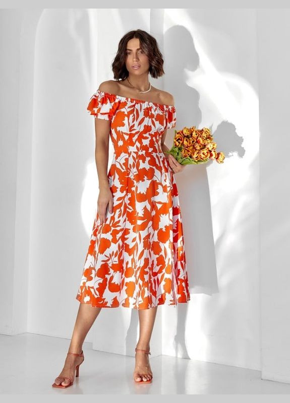 Оранжевое платье 14599 оранжевое ISSA PLUS однотонное