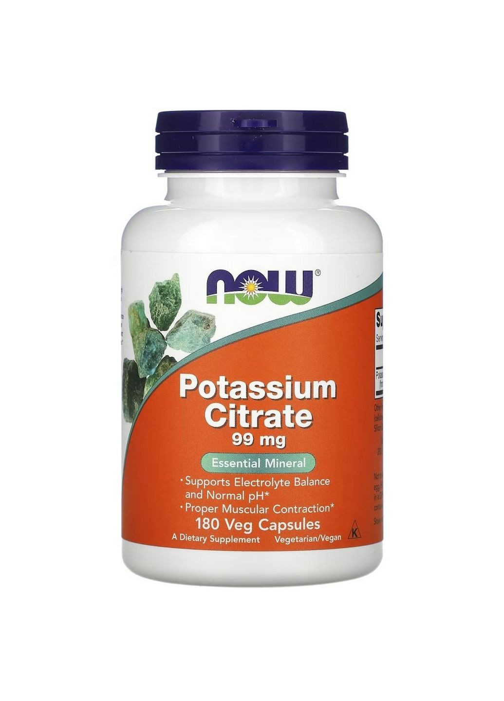 Витамины и минералы Potassium Citrate 99 mg, 180 капсул Now (293482902)