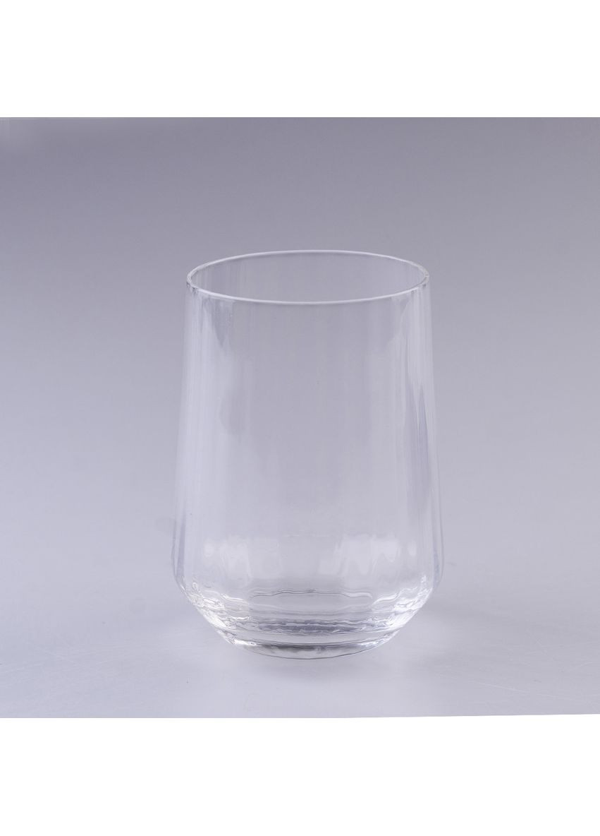 Стакан для напитков высокая фигурная прозрачная ребристая из стекла набор 6 шт TS Kitchen (367724565)