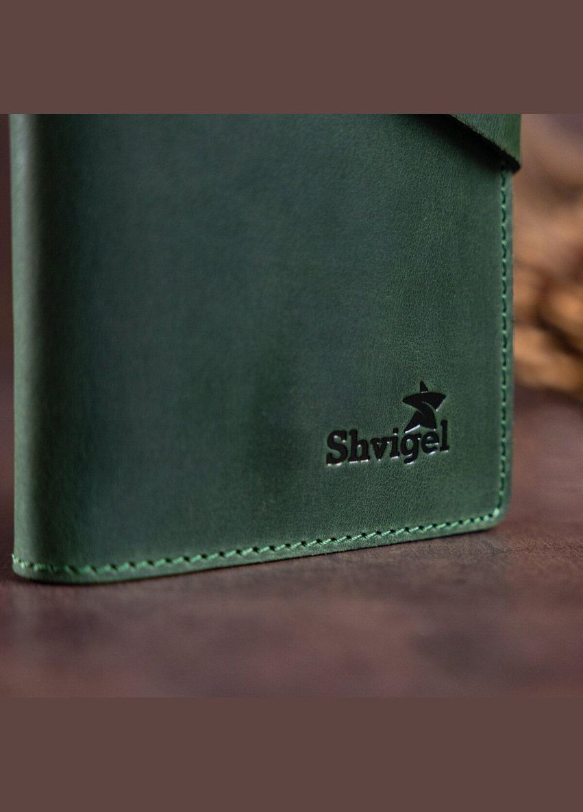 Бумажник унисекс из винтажной кожи 16168 Зеленый Shvigel (298920691)