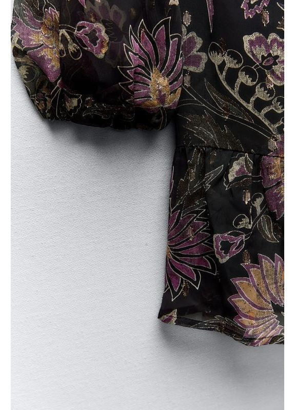 Комбінована металізована сукня з квітковим принтом. Zara