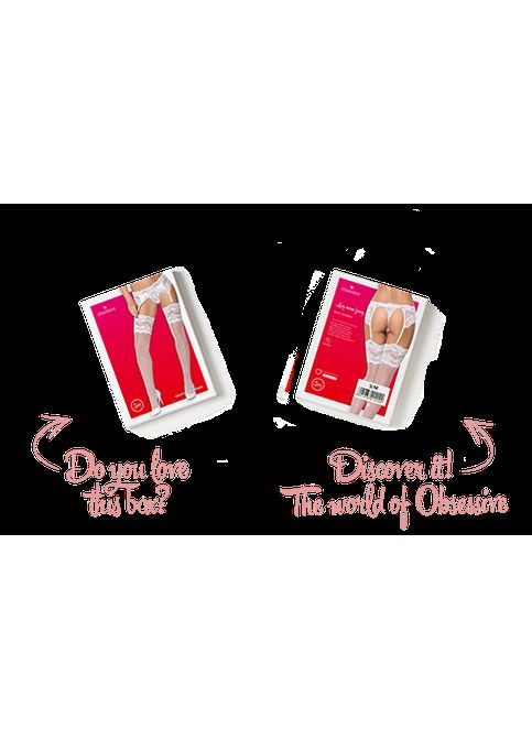 Комбінований демісезонний панчохи під пояс із широким мереживом 810-sto-2 stockings l/xl, білі, /m Obsessive