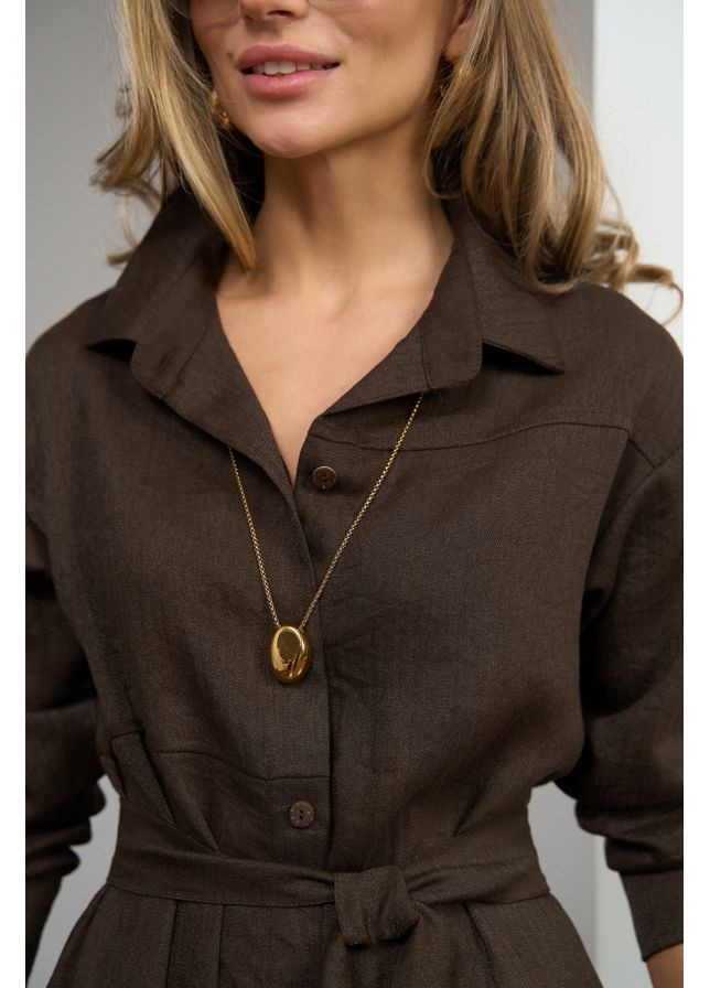 Коричнева повсякденний жіноча сукня-сорочка міді довжини (3063) Triko Bakh