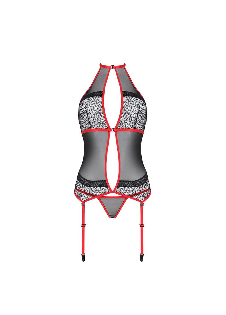 Корсет с пажами SATARA CORSET S/M red, стринги, кружево, застежки спереди и сзади Passion (369951165)