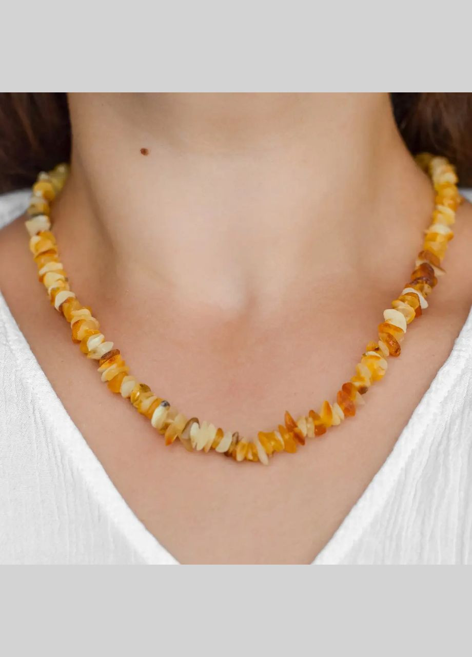 Намисто натуральний необроблений камінь лікувальний Бурштин на замку вкрутці 9-2мм+- L-50см(+-) No Brand Чокер (301279095)