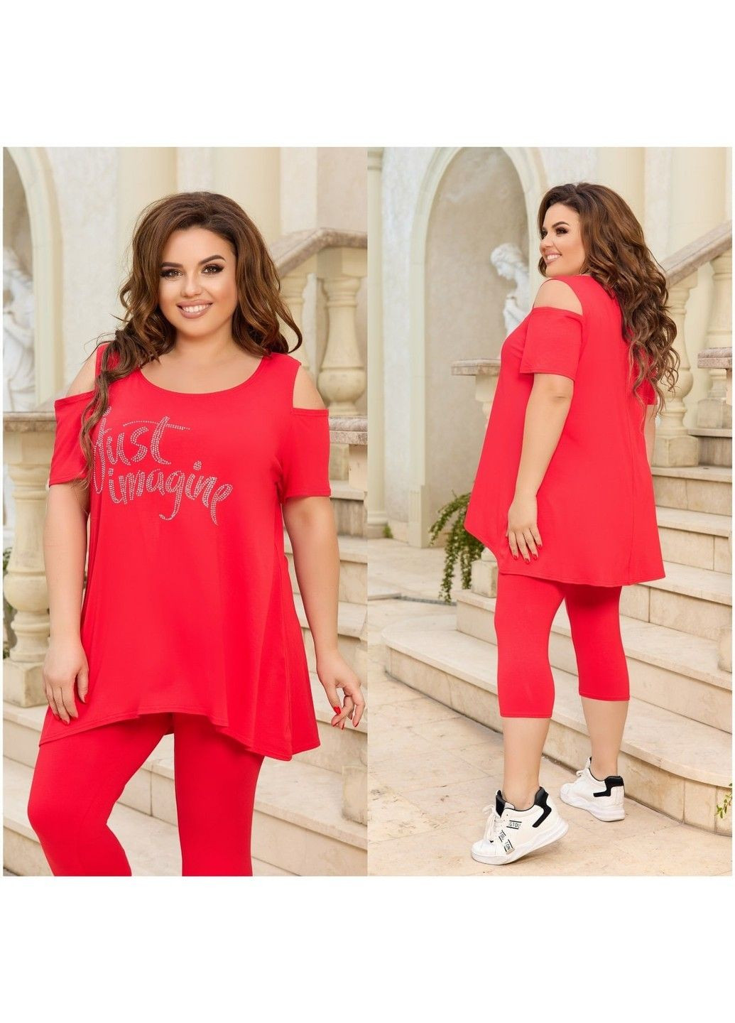Віскозний костюм мод Фл 3483, червоний, розмір 64-66 No Brand (355469555)