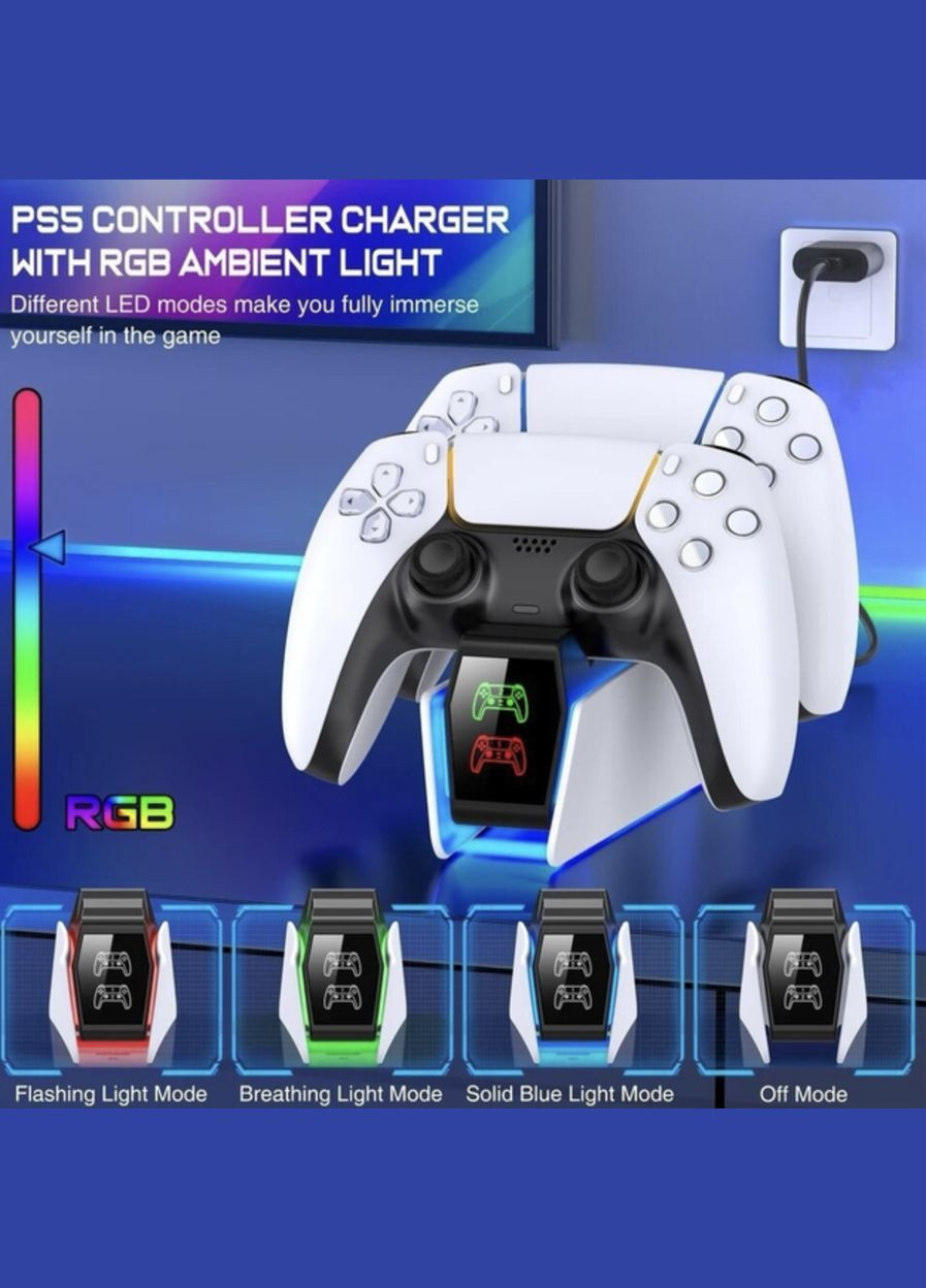 Зарядное устройство для DualSense док-станція PlayStation 5 PS5 Білий BEBONCOOL (338228732)