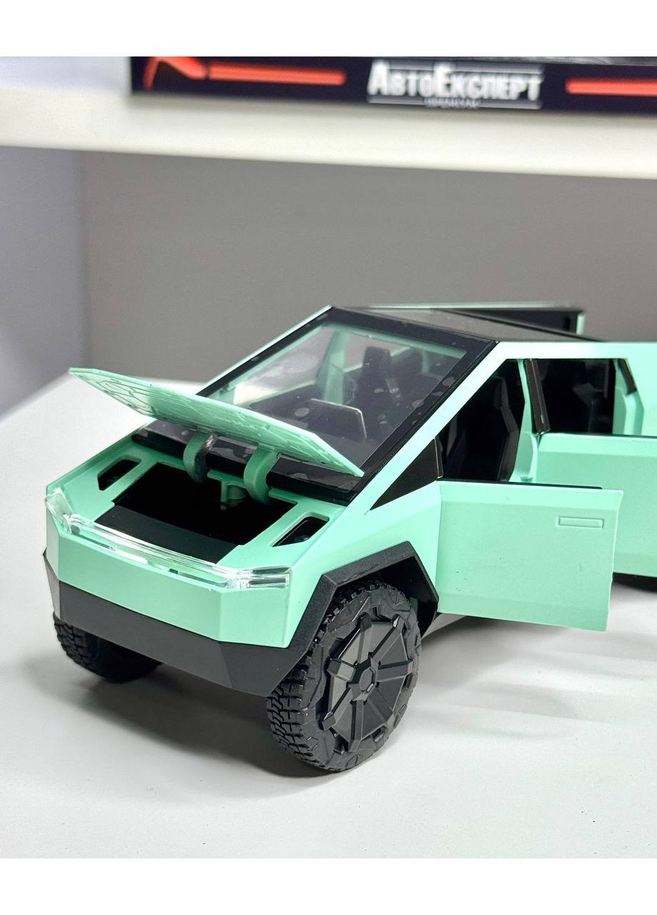 Инерционная коллекционная машинка Tesla Cybertruck 1:32 с эффектами света и звука, Бирюзовая Автосвіт (357205482)