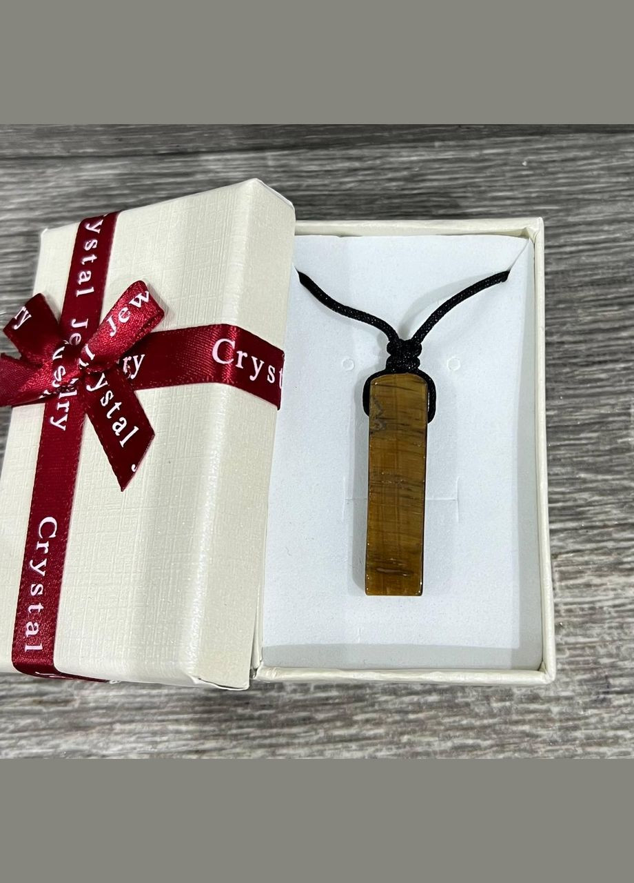 Натуральний камінь Тигрове око кристал природної форми кулон на шнурку в подарунковій коробочці АТМ (331291885)