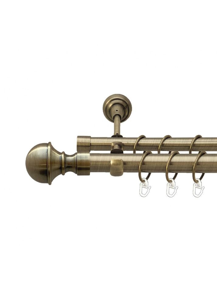 Карниз Бостон металевий дворядний відкритий гладка труба Антик 25\19 мм 240 см (00-00010252) ORVIT (300282087)