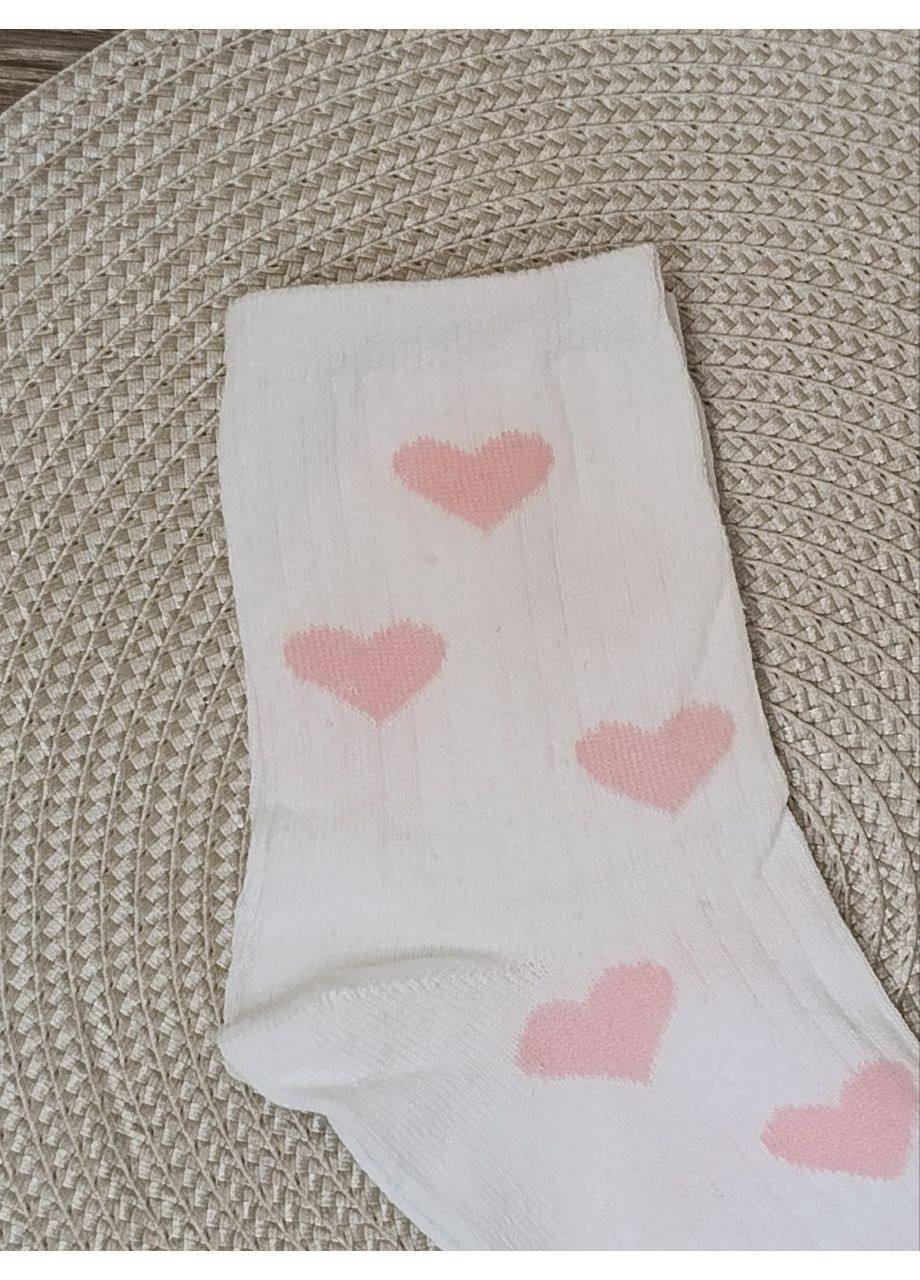 Білі шкарпетки жіночі, україна, високі, з серцями, демісезонні, розмір 36-41 MiLeSKoV сердечка (370693596)