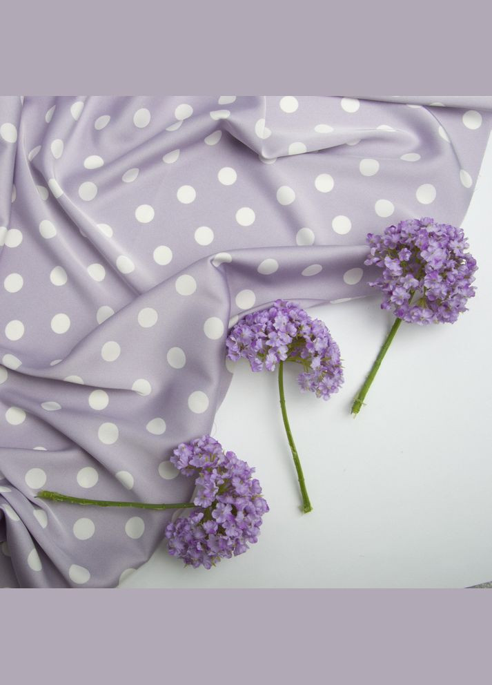 Тканина атлас шовк горошок сер св/бузок IDEIA (275870695)