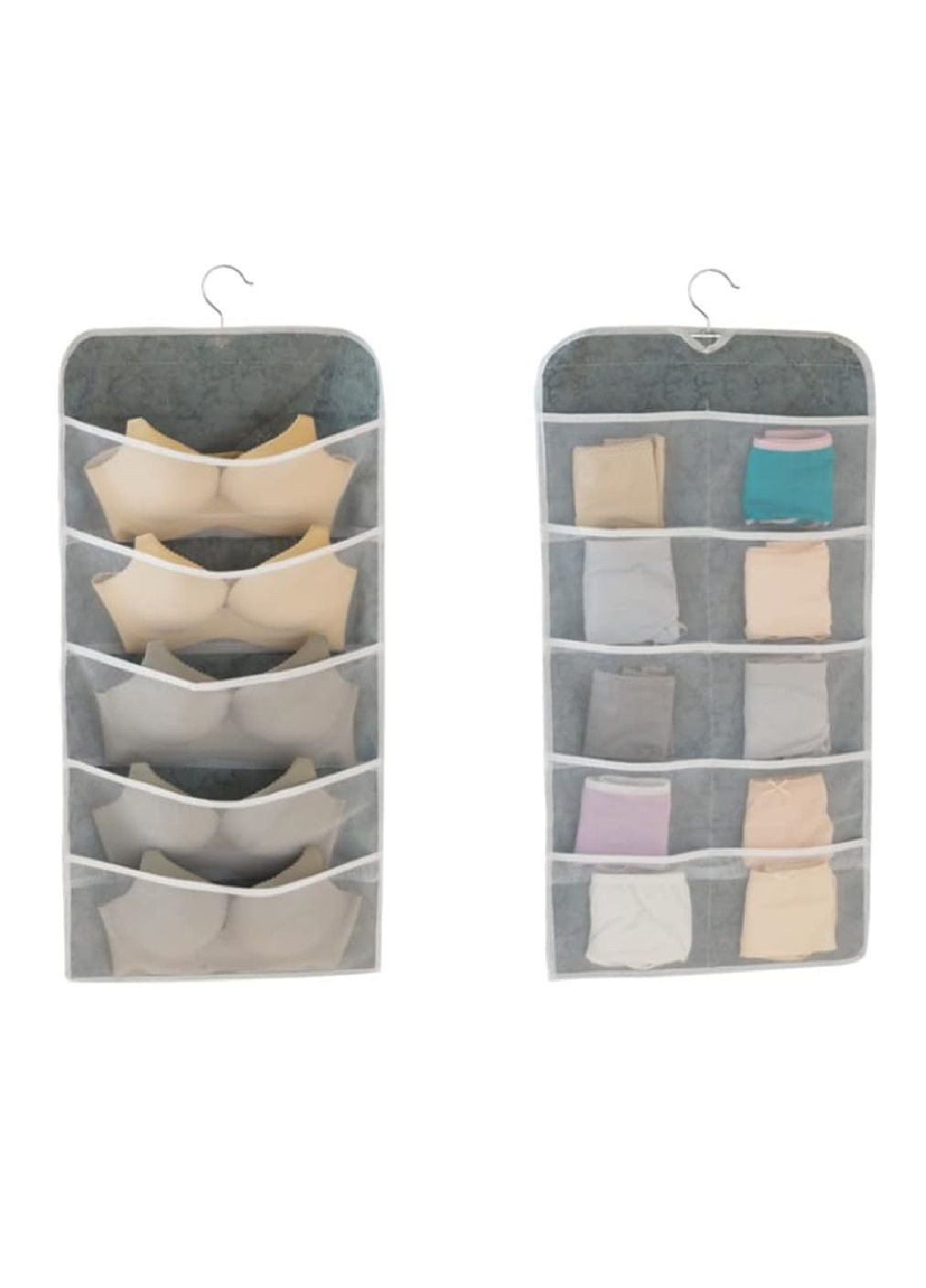 Органайзер вешалка шкаф подвесной двухсторонний для белья на 15 карманов ячеек 76х39 см (476928-Prob) Серый Unbranded (292706503)