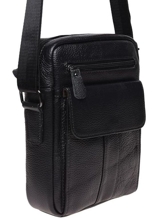 Сумка планшет через плече чоловіча із натуральної шкіри середня Чорний 36550 Borsa Leather (353689917)