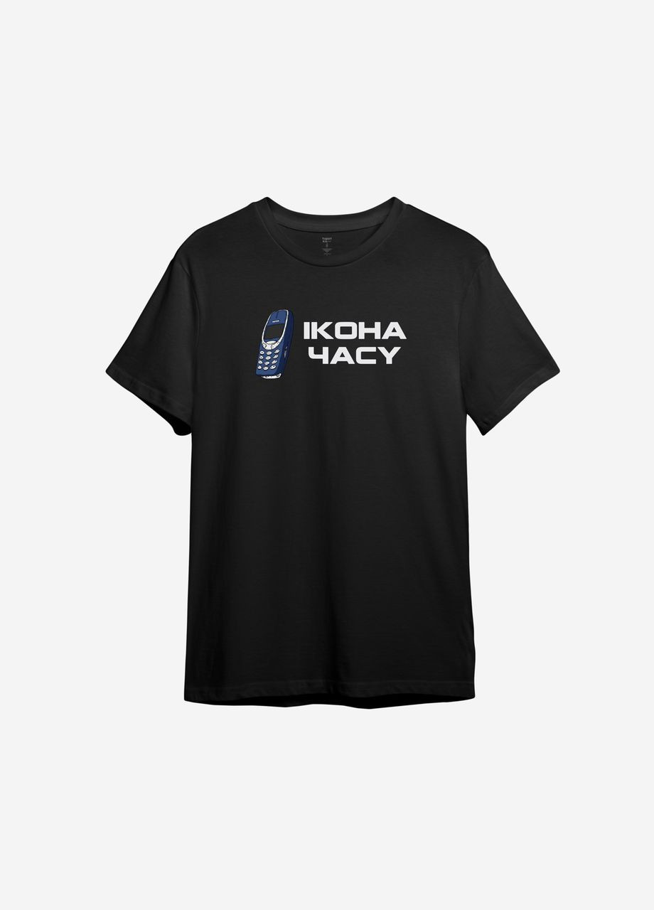 Черная всесезон футболка с принтом "iкона часу" ТiШОТКА