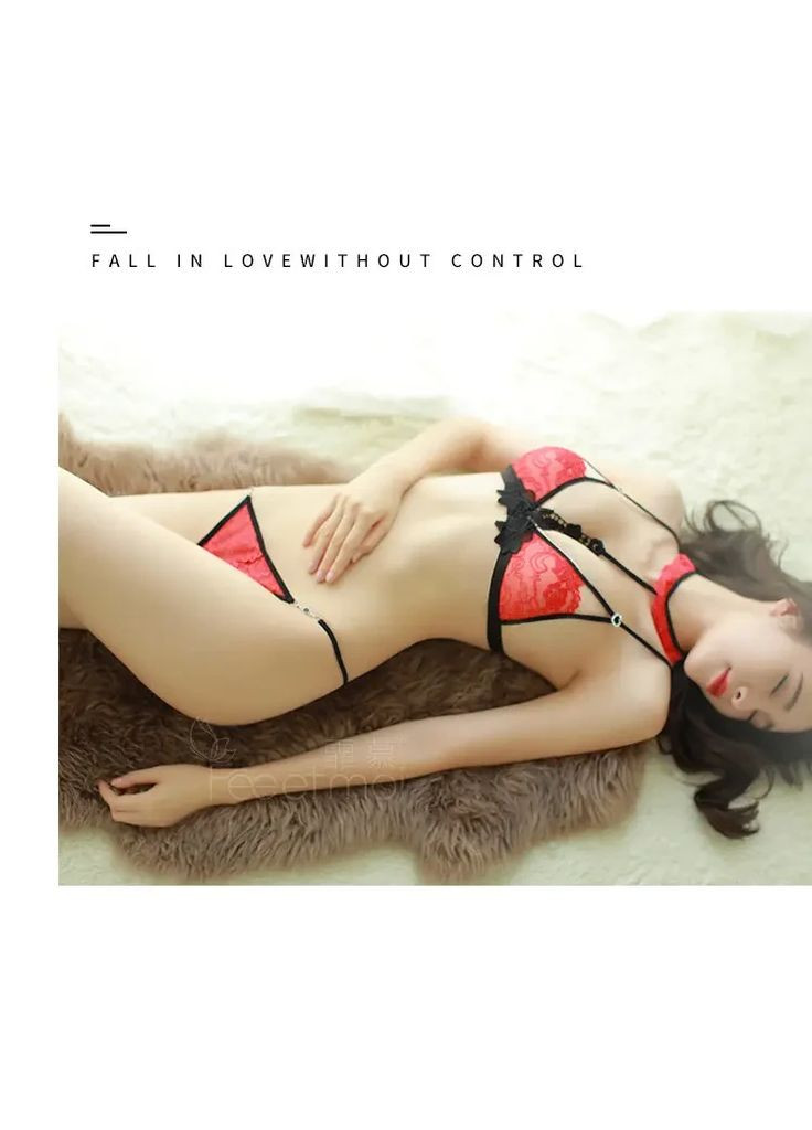Красный демисезонный красное сексуальное женское нижнее белье с кружевами с трусиками с бусинками. красное женское нижнее белье с чокером China