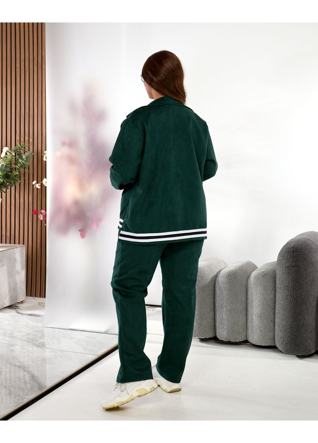 Женский прогулочный костюм из замши изумрудного цвета 35381 Fashion (364864945)