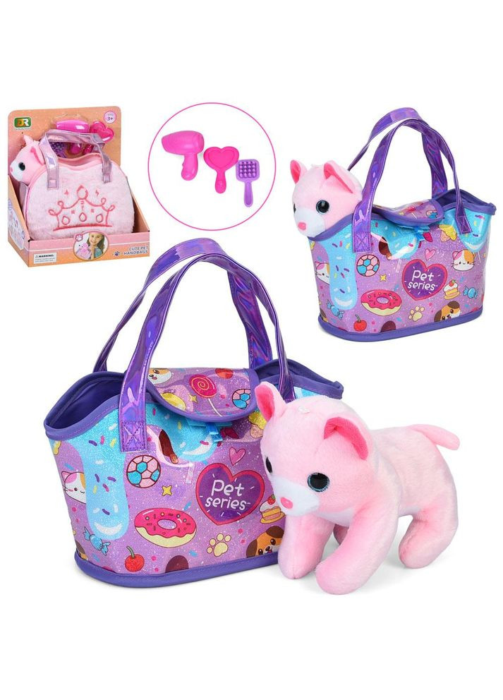 М’яка іграшка кіт з набором грумера, 2 види, у сумці, в коробці (DR5140-43) No Brand (360740199)