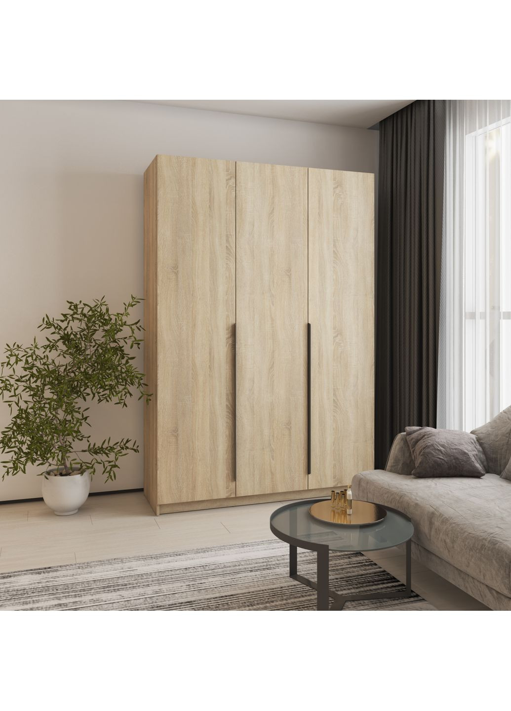 Шафа 3-дверна Оскар ДСП BG, стандарт 150x52x220 см (MBS-4597) MebelStar (366427610)