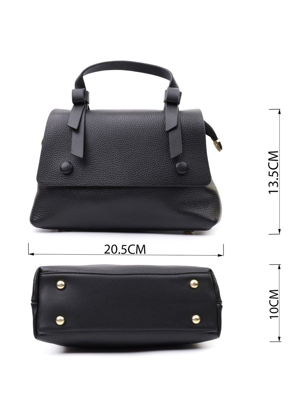 Люксовая сумка для женщин с короткой ручкой из натуральной кожи 22670 Черная Vintage (297993097)