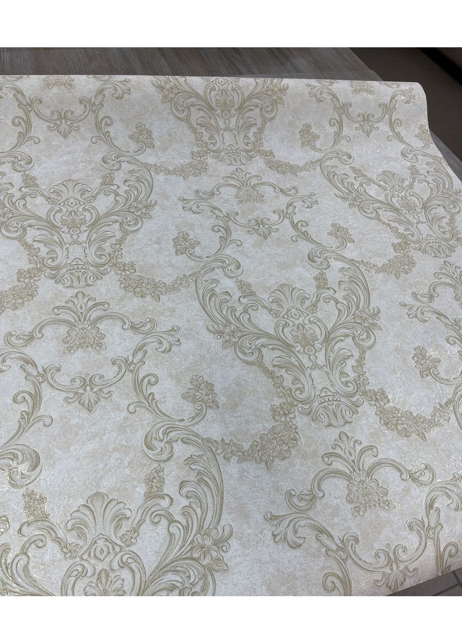 Метровые обои для спальни, гостинной, коридора, кухни бежевые виниловые на флизелиновой 895-02 основе Слов'янські шпалери (372843965)