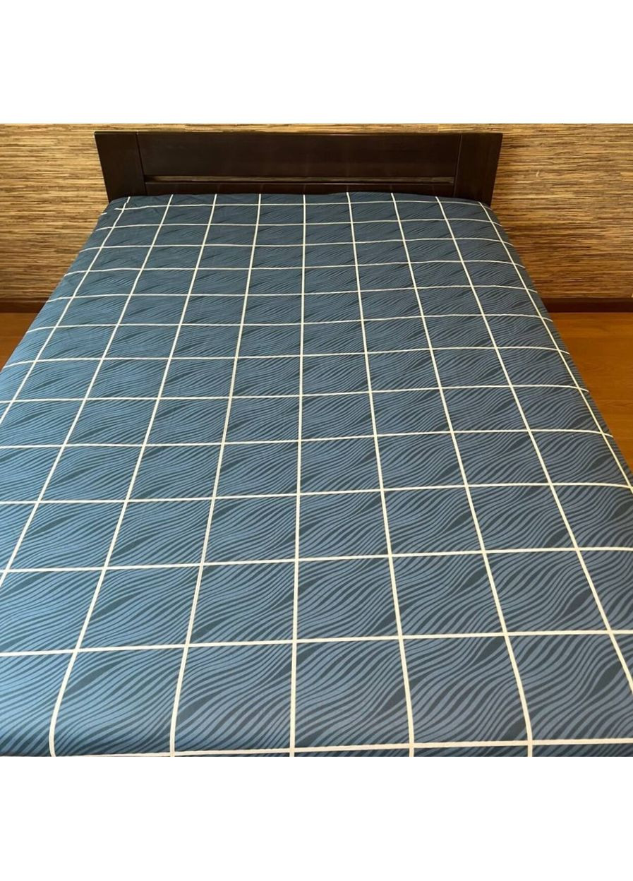 Простирадло без резинки темно-синє Клітинка Бязь Голд OR49 Ananasko (366959221)