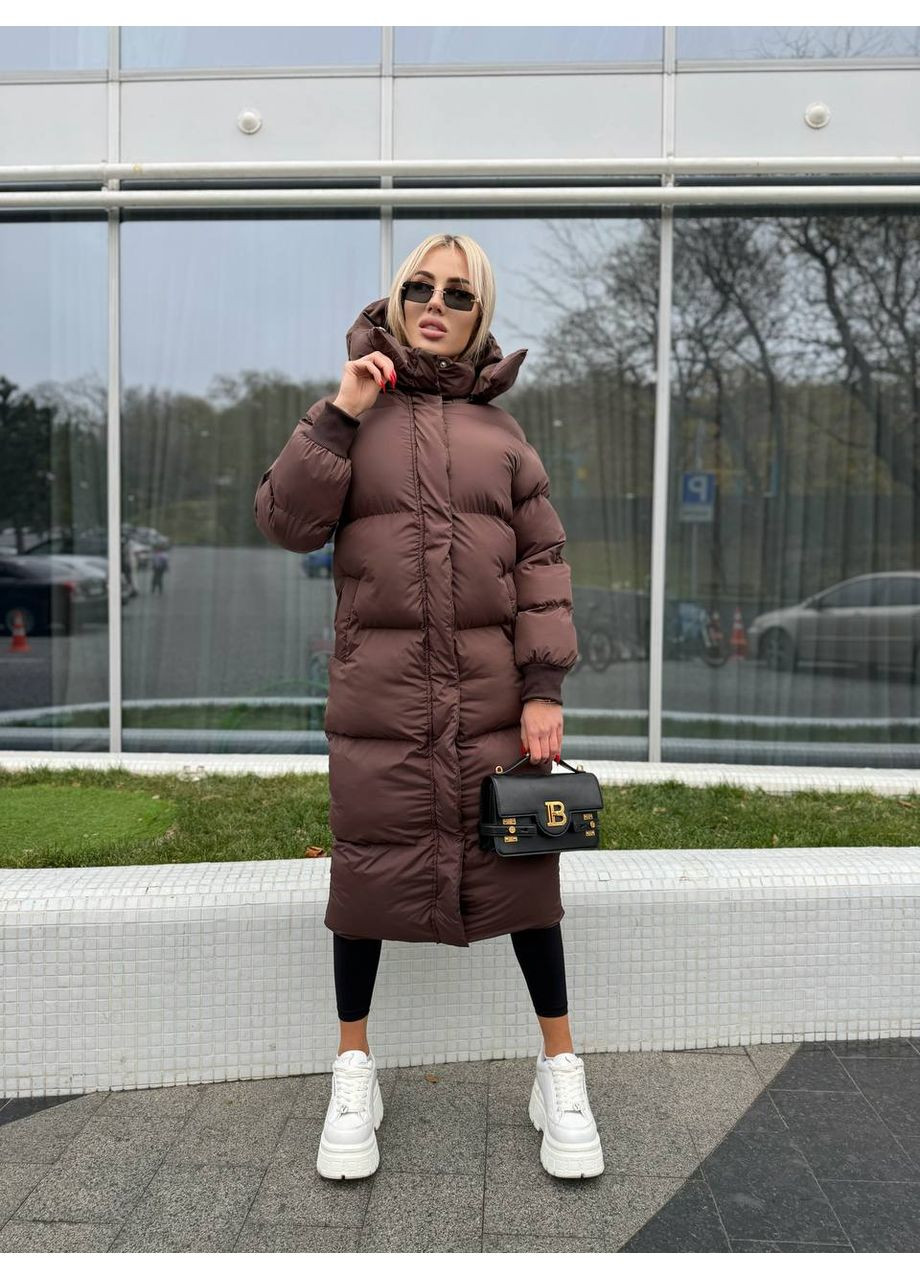 Коричневый зимний Пуховик No Brand