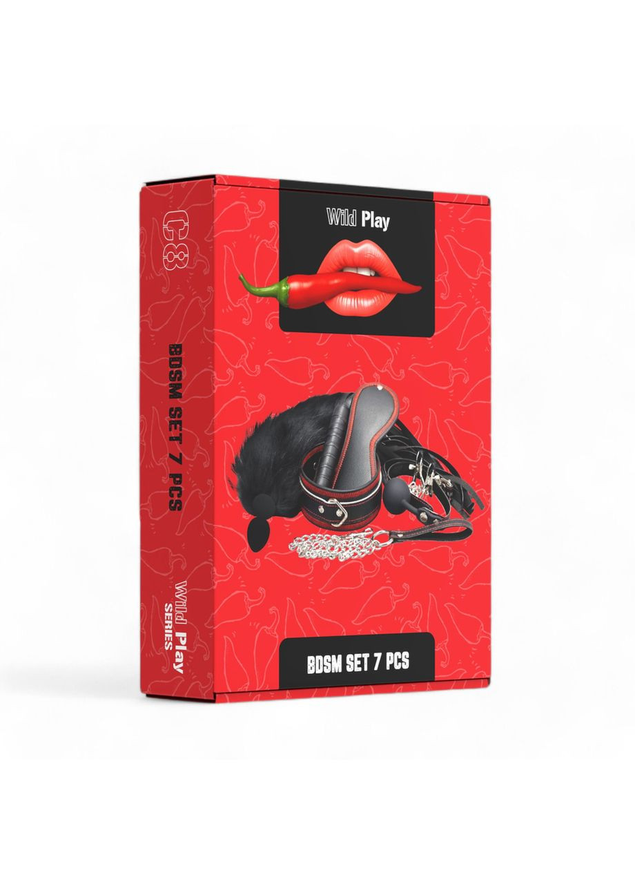 БДСМ-набор 7 в 1 Наборы BDSM черного цвета качественный садо-мазо комплект Wild Play OEM (317748225)