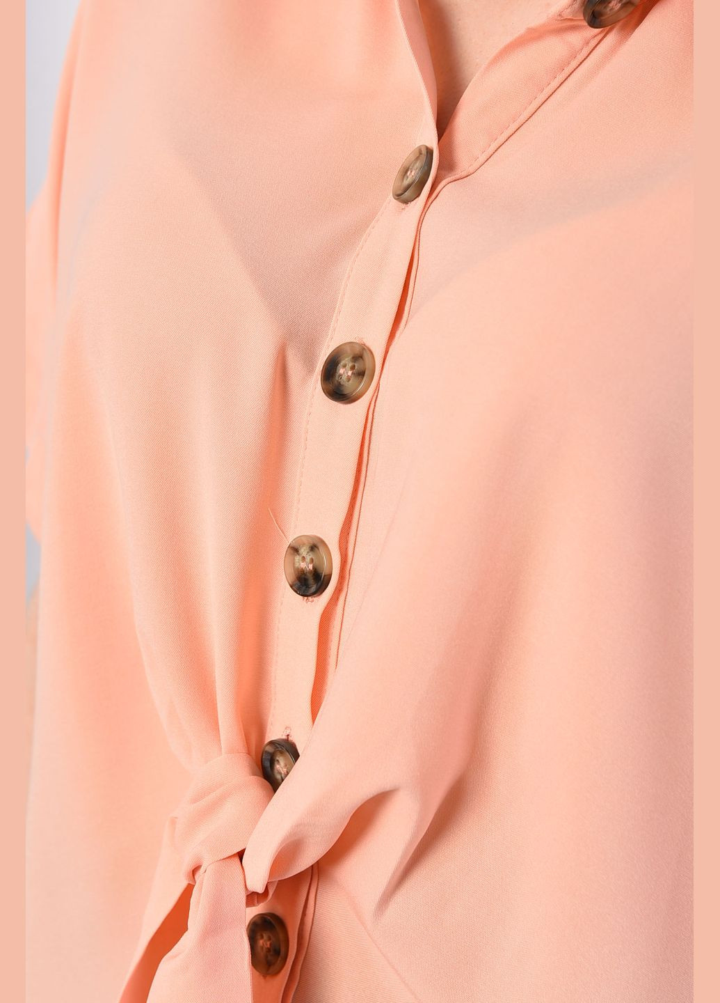 Персикова блуза жіноча з коротким рукавом персикового кольору з баскою Let's Shop