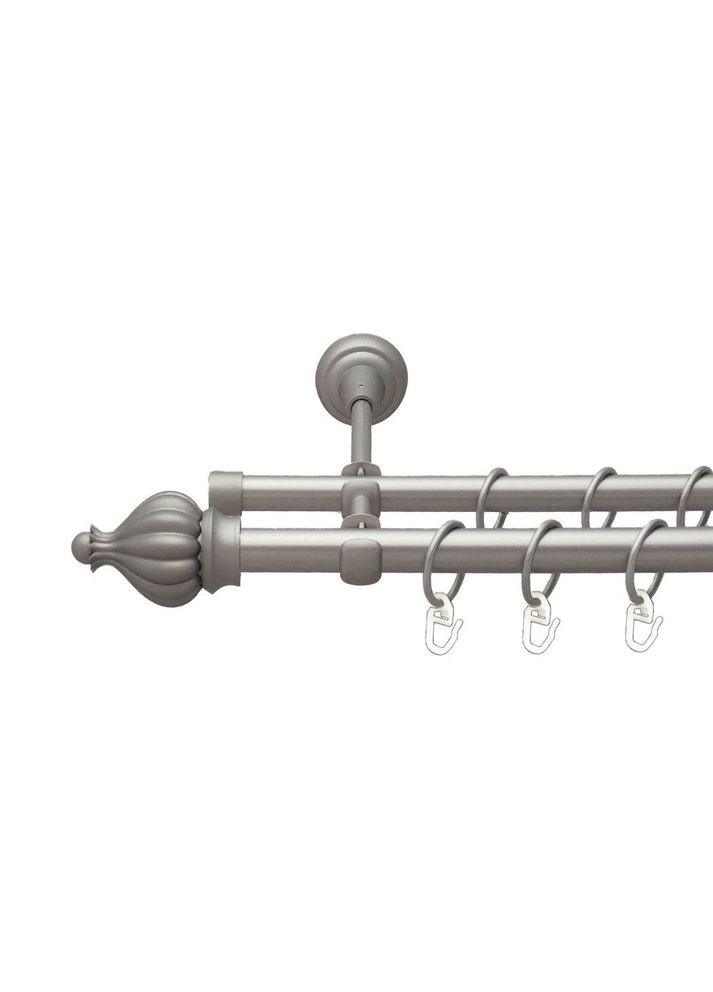 Карниз Таджа металлический двухрядный открытый гладкая труба Сатин 19\16 мм 300 см (00-00013751) ORVIT (300283666)