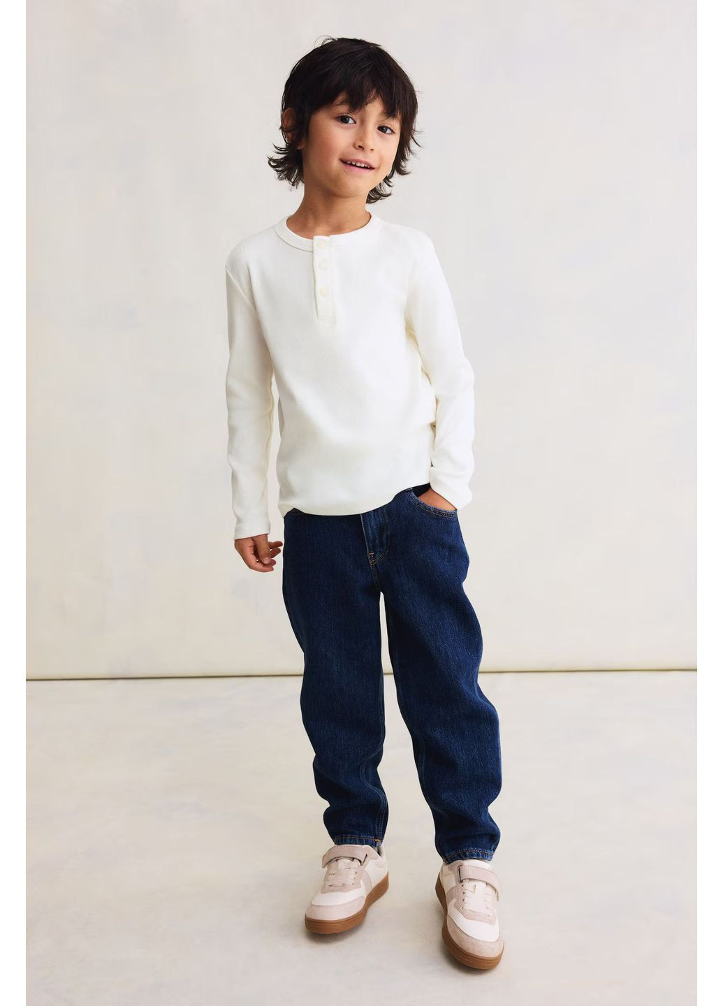 Кремовый демисезонный кэжуал лонгслив H&M однотонный