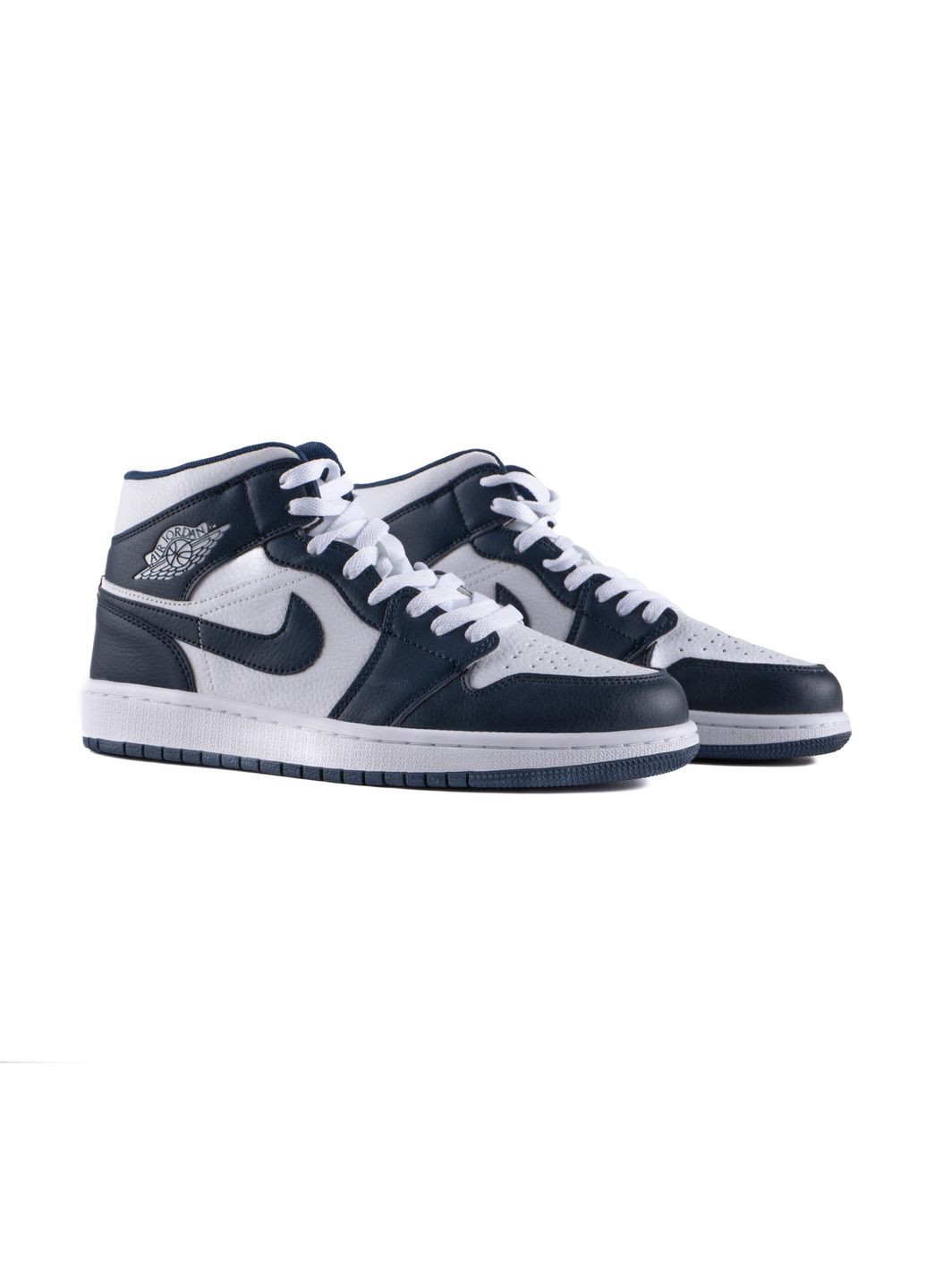 КРОССОВКИ ЖЕНСКИЕ NIKE AIR JORDAN 1 RETRO DARK BLUE WHITE НАЙК АИР ДЖОРДАН No Brand белые демисезоны (367170168)