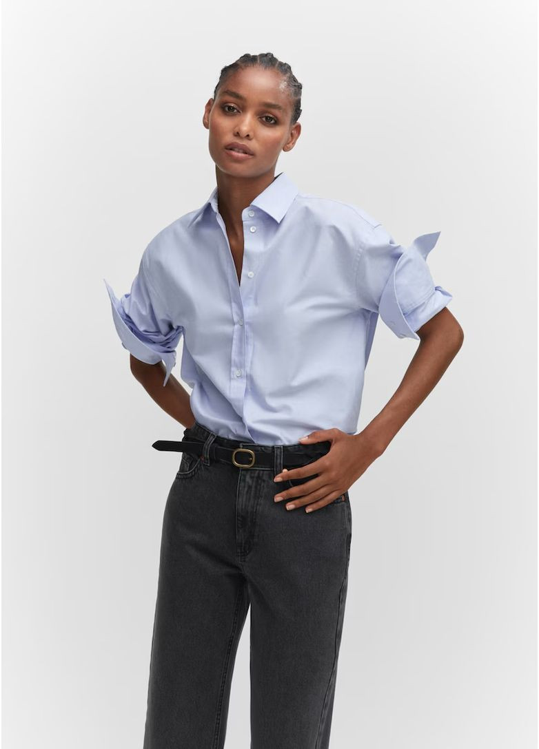 Чорно-сірі джинси crop кроп укорочені рівні прямі Mango - (355268132)