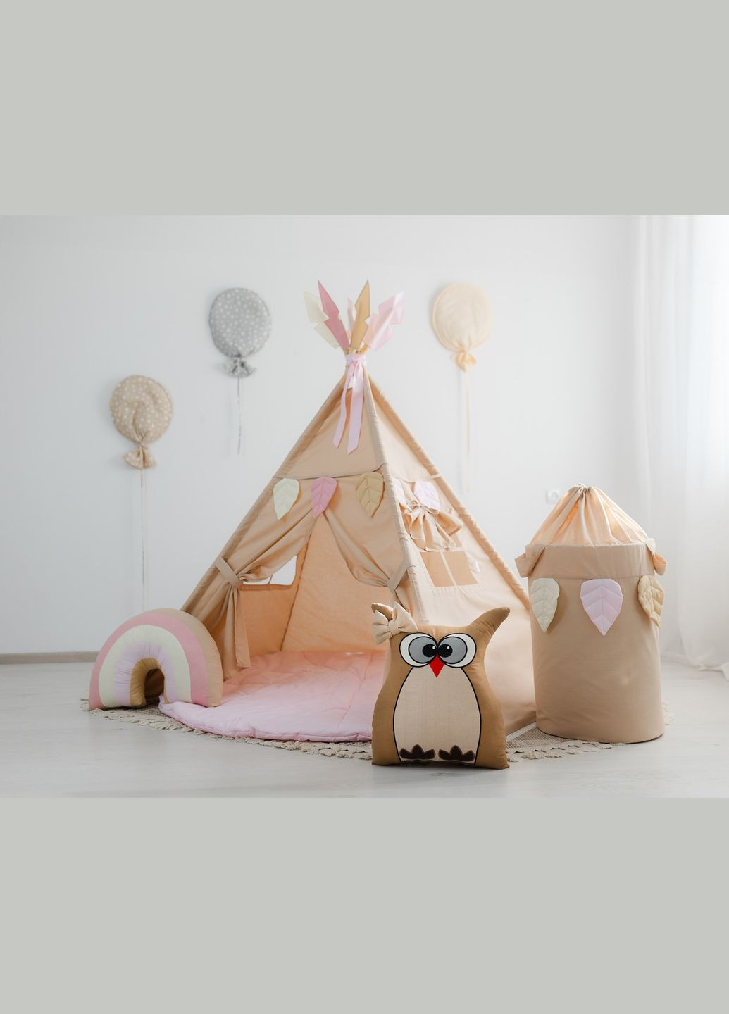Вигвам для детей Госпожа Сова + корзина для игрушек. Полный комплект No Brand (316257198)